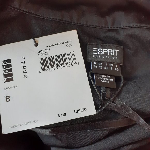 Esprit Collection Shift Dress Women's Size 8 Black Lined Ruched Bodice - Picture 6 of 7